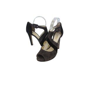 Vintage Max Mara Brown & Black Suede Heels Size 38.5/8 Italy